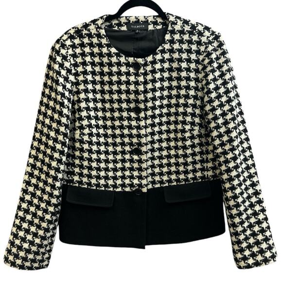 Talbots Jackets & Blazers - NWT Talbots Women's Houndstooth Black/White Blazer Size 12 Wool Blend Formal